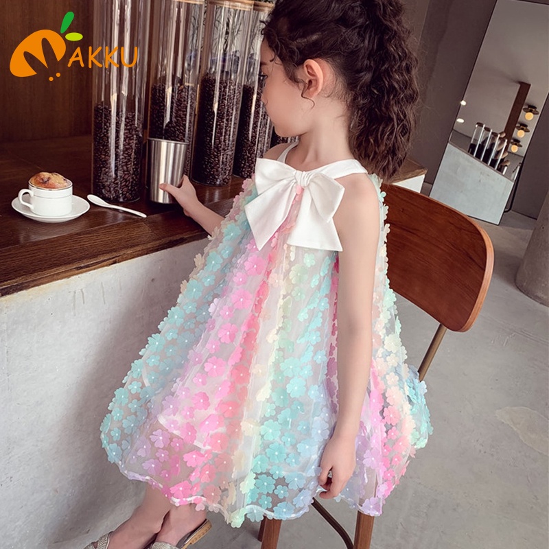 Váy Trẻ Em Bé Gái Thời Trang Hoa Cầu Vồng Akkku