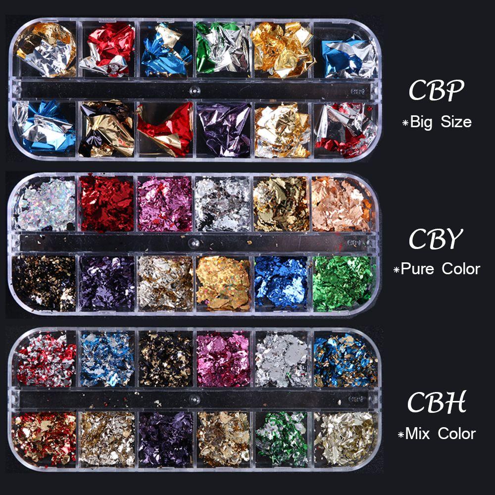 Hộp 12 Ngăn Đựng Hạt Kim Sa Tráng Gương Mạ Chrome DIY|Giấy Foil Dán Trang Trí