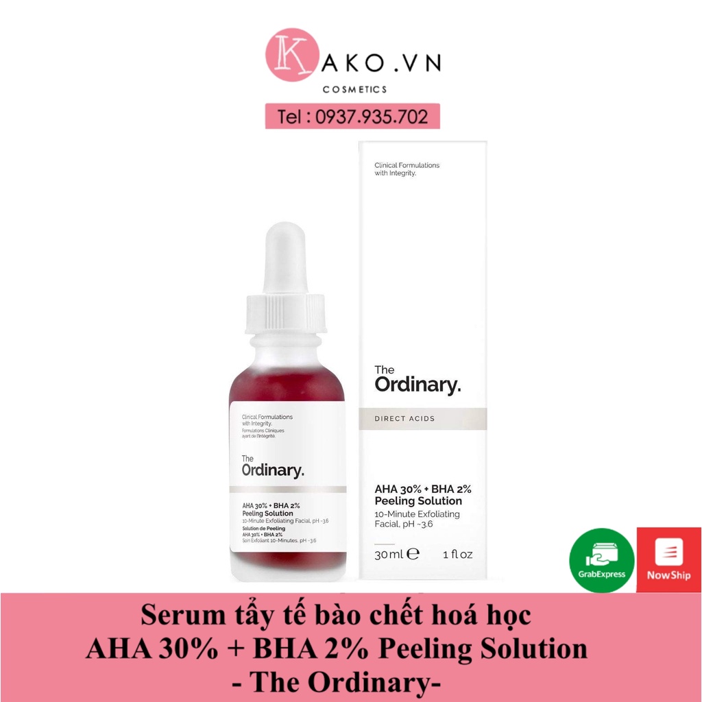 (BILL HÃNG) Serum tẩy tế bào chết hoá học AHA 30% + BHA 2% Peeling Solution - The Ordinary.