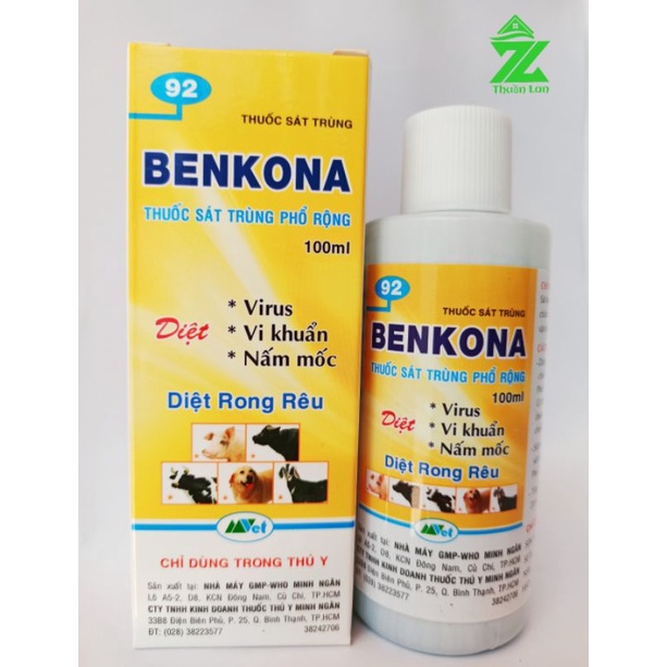 Benkona Trừ Nấm Khuẩn, Diệt Rong Rêu, Xử Lí Giá Thể lọ 100ml