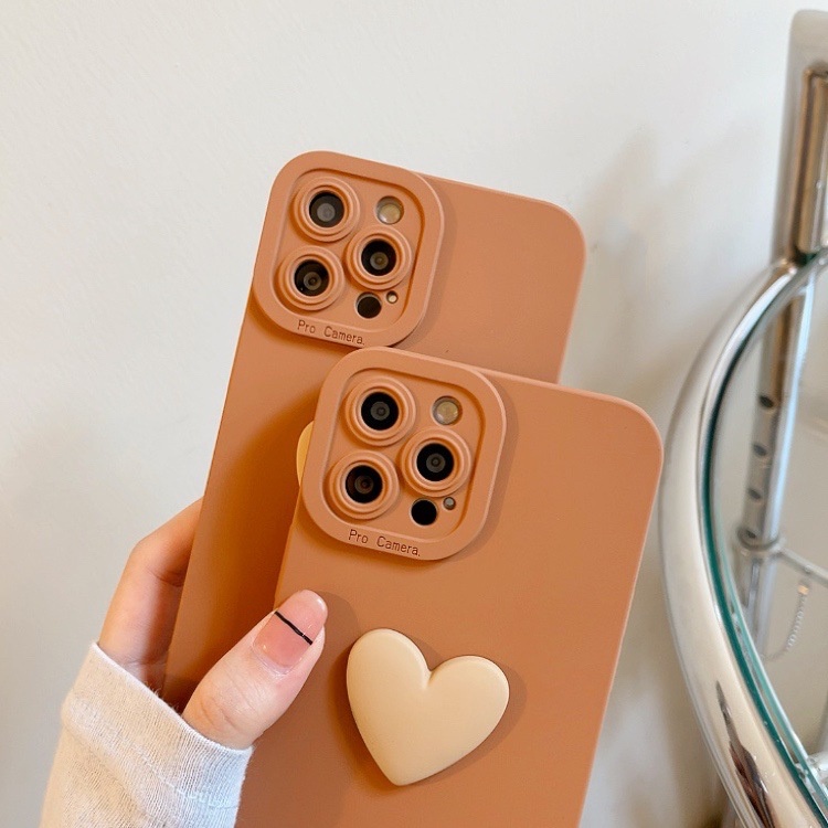 Ốp Điện Thoại Silicon Họa Tiết Trái Tim Ba Chiều Cho compatible for iphone 11 7plus 12Pro silicone