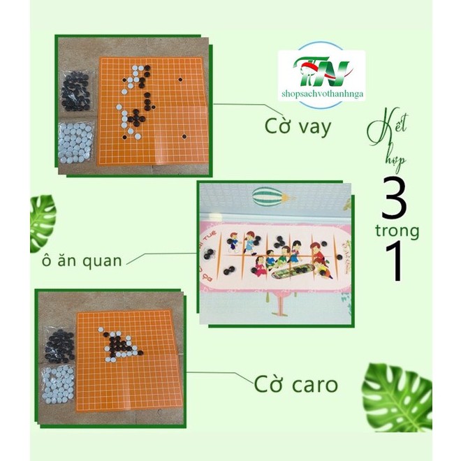 Đồ Chơi Trí Tuệ 3 in 1 - Ô Ăn Quan - Cờ Vây - Cờ Caro - Trò Chơi Dân Gian