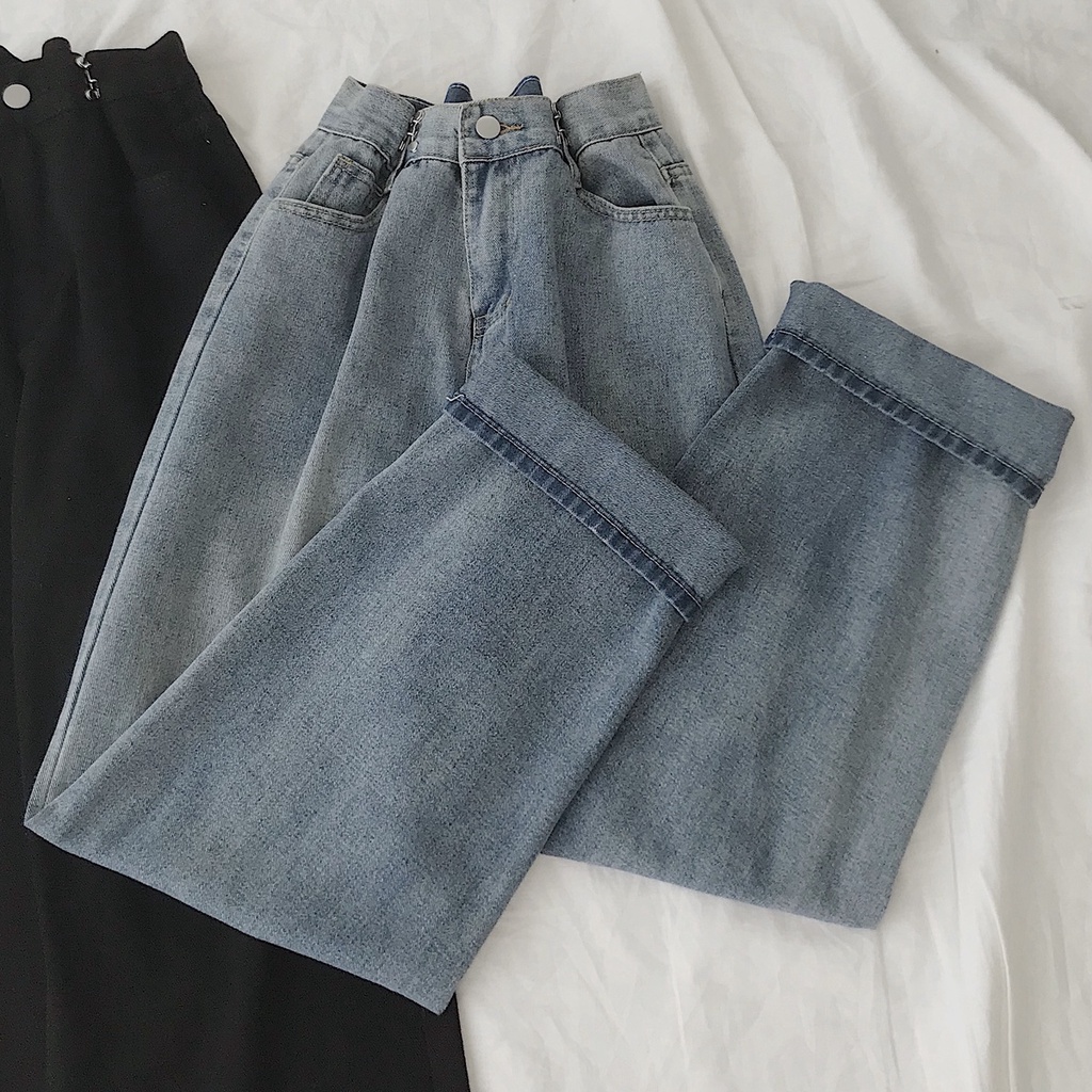 Quần Jean Nữ Lưng Cao JEMCLOSET  Ống Rộng XRP Thiết Kế Eo Cài Điều Chỉnh Phối Đồ Lên Form Siêu Tôn Dáng 2911