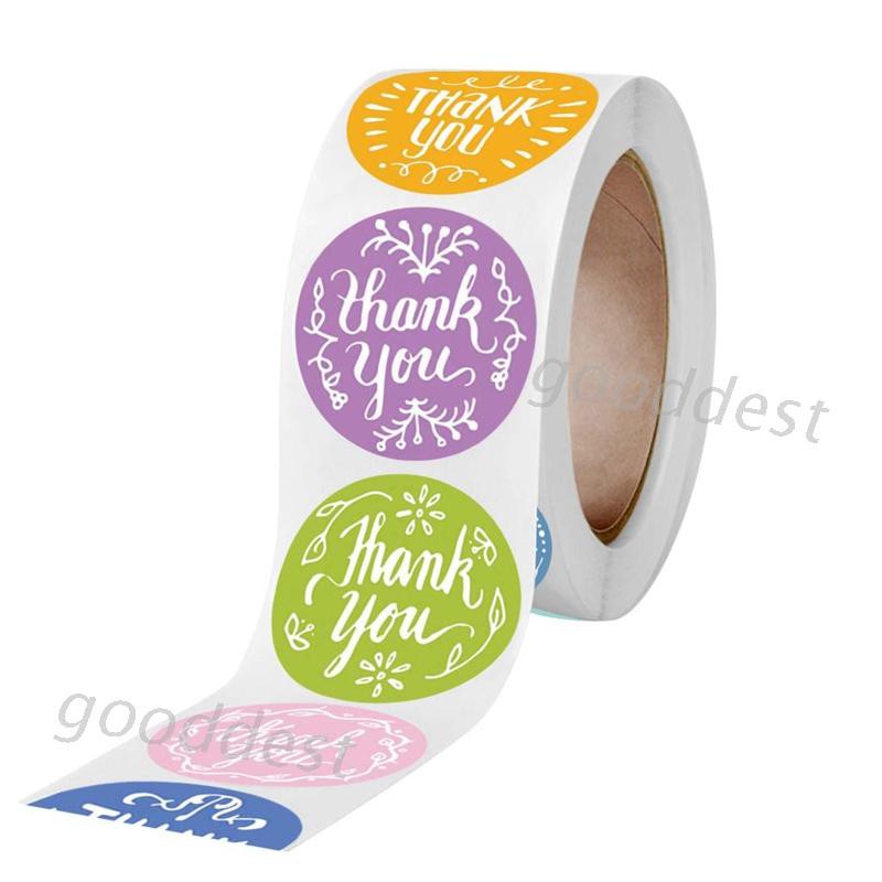 （good） 500Pcs/Roll 12 Styles Round Thank You Stickers Wedding Gift Packaging Seal Label