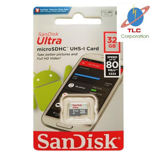 Thẻ nhớ 32GB Micro SDHC Ultra 533X C10 80MB/s SanDisk - Model 2018