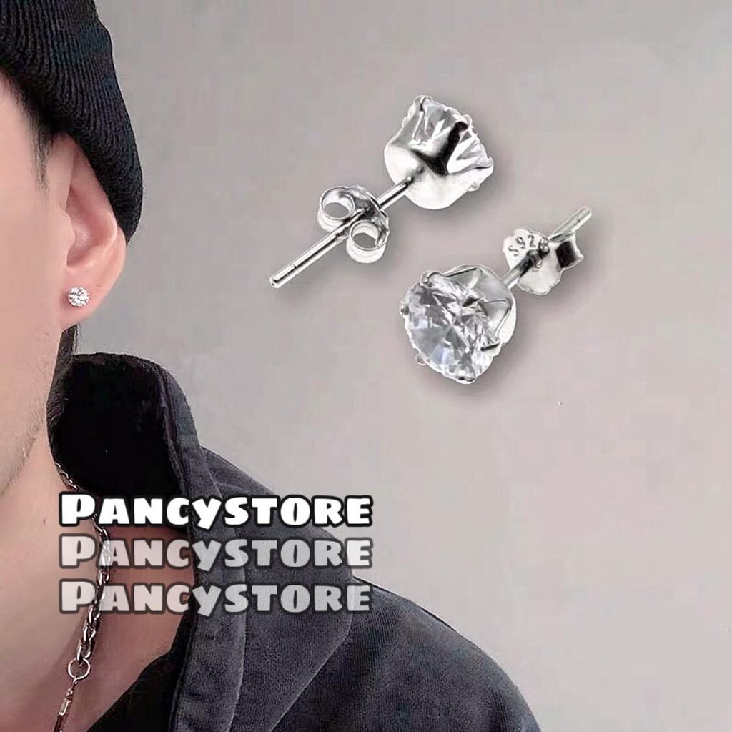 khuyên tai bông tai titan nụ kim tròn không gỉ unisex