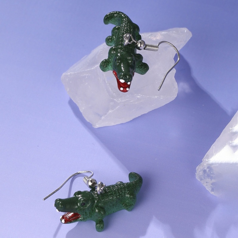 Flgo Bông Tai Dáng Dài Mặt Hình Cá Sấu / Khủng Long / Chim Hồng Hạc Độc Đáo