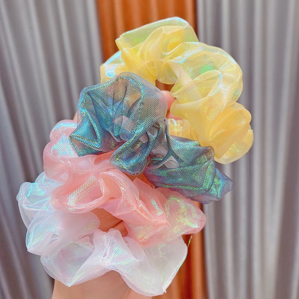 Dây buộc tóc scrunchies vải bóng thời trang Nhật Bản