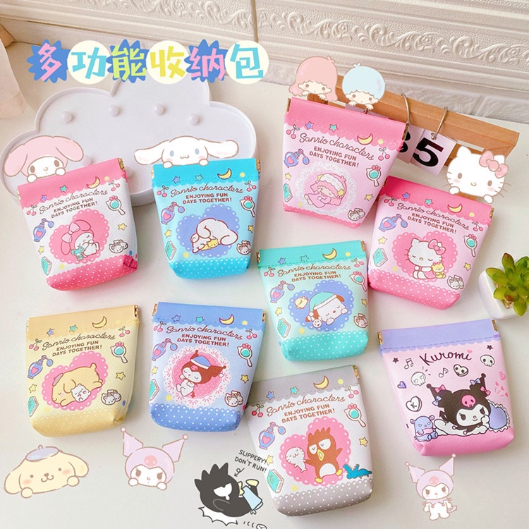 Túi Đựng Tai Nghe / Tiền Xu / Khăn Ăn Kuromi Melody Sanrio Sanrio Sanrio Có Khóa Nam Châm Tiện Lợi