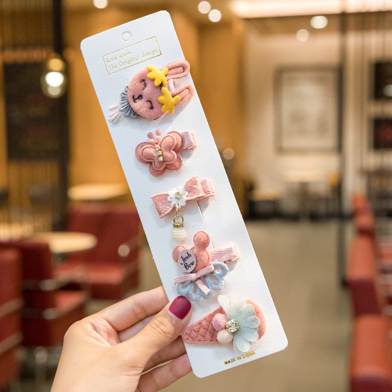 Set 5 Kẹp Tóc Hoạt Hình Xinh Xắn Cho Bé Gái