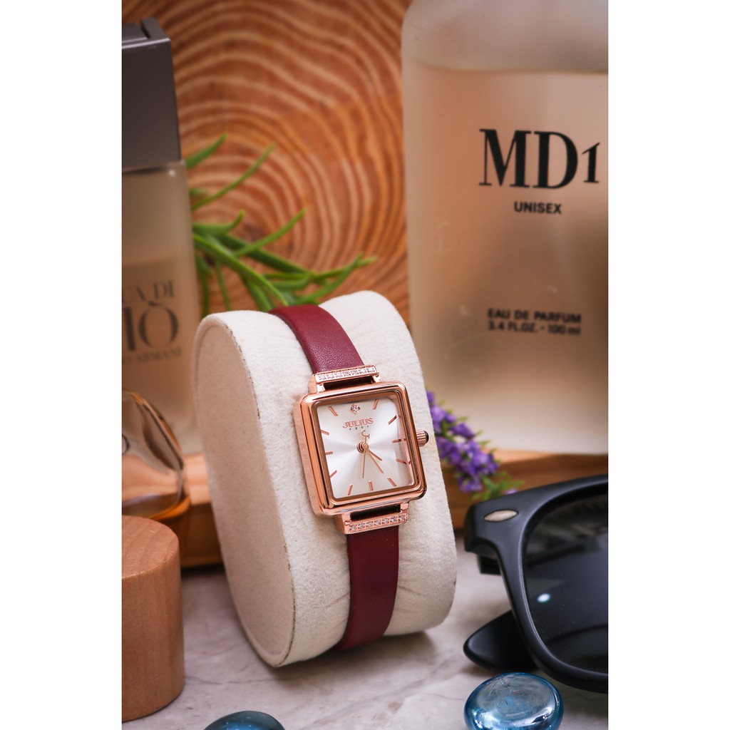 Đồng Hồ Nữ Julius JA-1314A Hàn Quốc Dây Da (Đỏ)