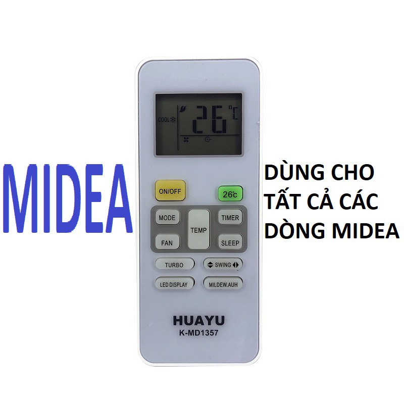 Remote Điều Khiển Máy Lạnh, Máy Điều Hòa MIDEA đa năng K-MD1357