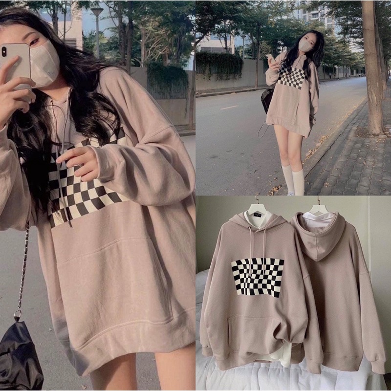 Áo Hoodie Kẻ Ô Nữ [FREESHIP] 🌸 Sweater nỉ form rộng tay bồng, kiểu dáng trẻ trung bánh bèo cá tính Ulzzang 🌸 | BigBuy360 - bigbuy360.vn