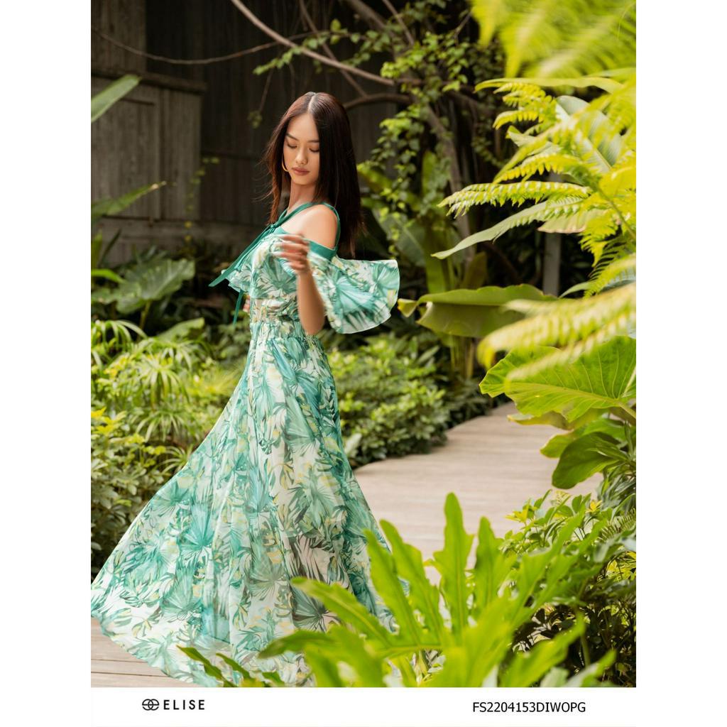 Đầm Maxi xanh voan quyến rũ Elise sz XL