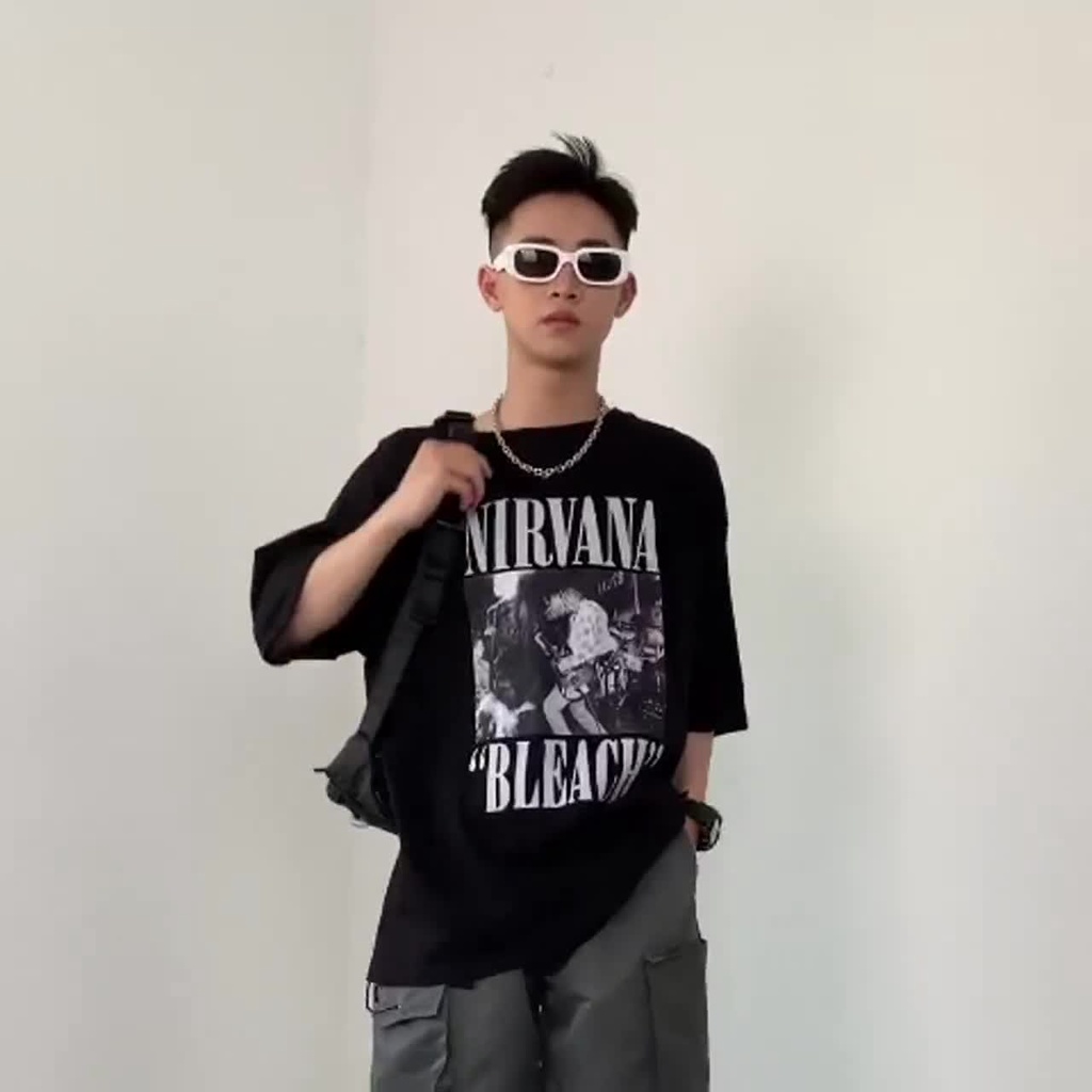 Áo thun cotton Đen NIRVINA Áo Tay lỡ nam nữ, áo phông unisex from rộng  (V264)