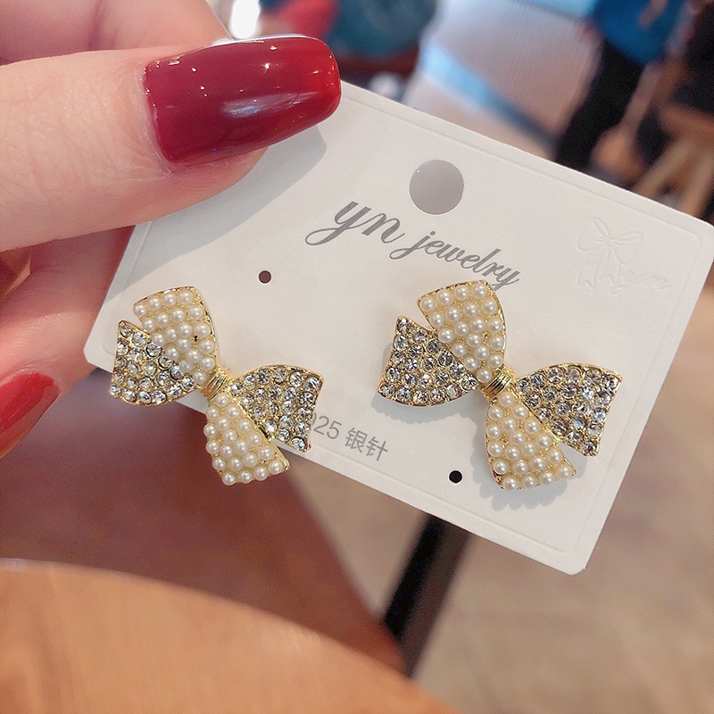 Bông Tai Mạ Bạc 925 Đính Ngọc Trai Giả Dễ Phối Đồ Hợp Thời Trang