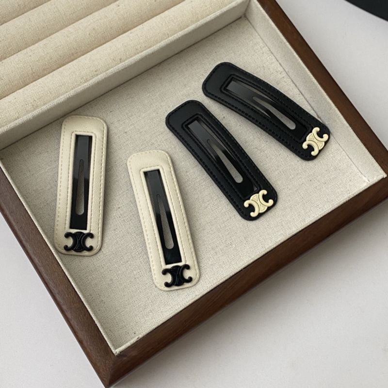 Kẹp Tóc Bằng Da Màu Trắng Đen Phong Cách Retro Thời Trang Thu Đông