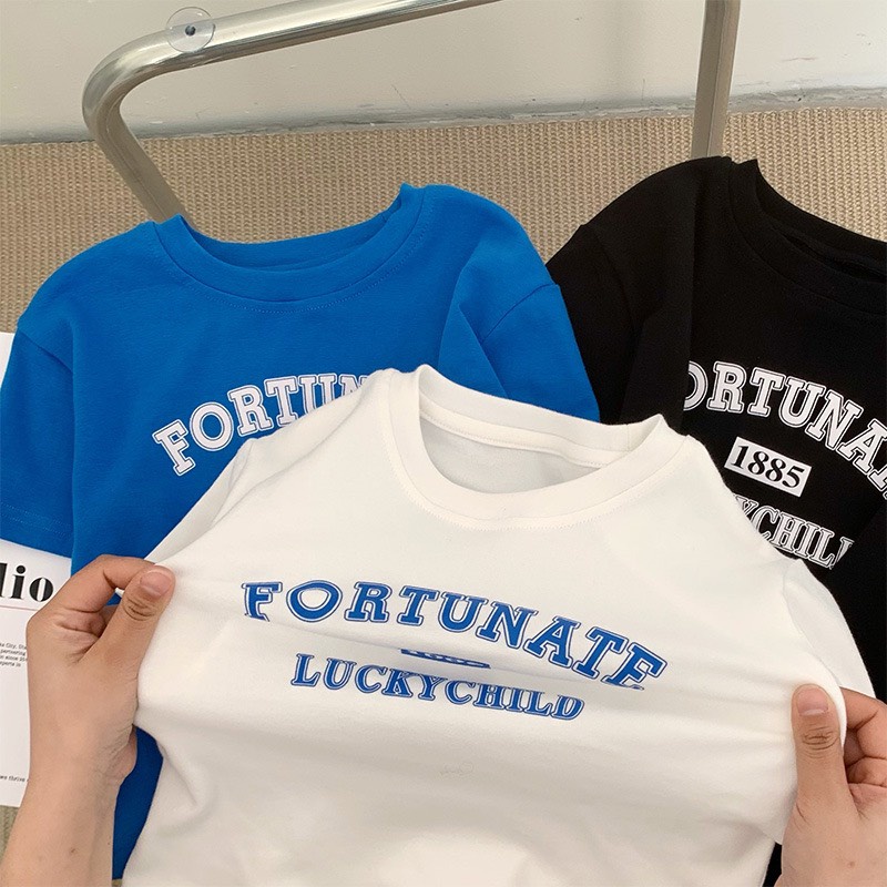 Áo thun cộc tay 1885 chất cotton mềm mát cho bé trai bé gái size nhỡ đại    3 - 12 tuổi