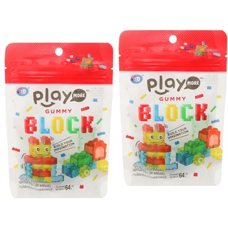 2 gói kẹo dẻo xếp hình play more gummy block gói 64g