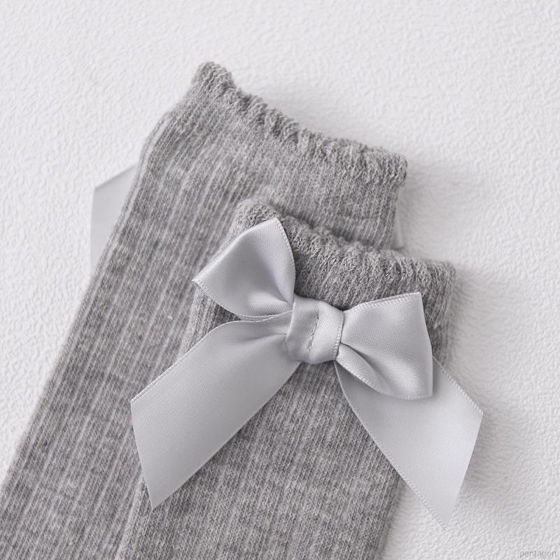 Vớ cotton phối ren thoáng khí đính nơ xinh xắn đáng yêu dành cho bé gái 0-6 tuổi