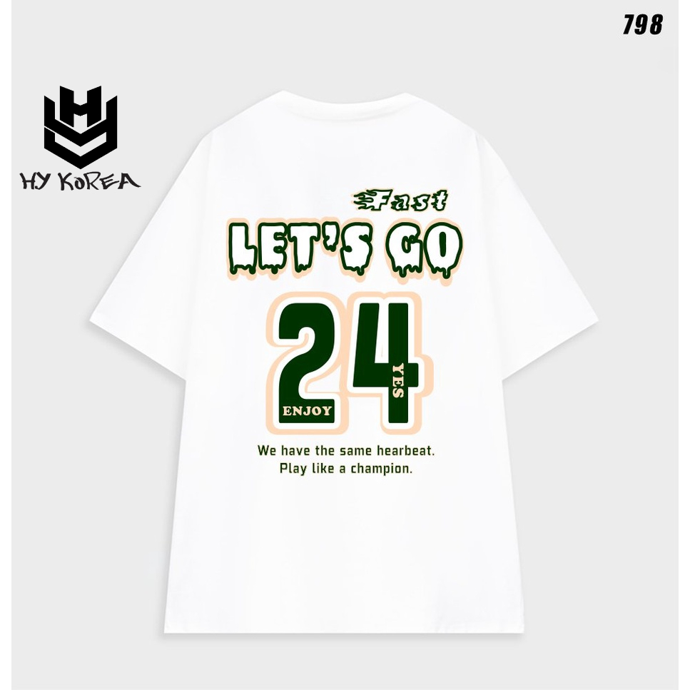 Áo phông form rộng unisex nam nữ tay lỡ Let's Go24 798 HY KOREA