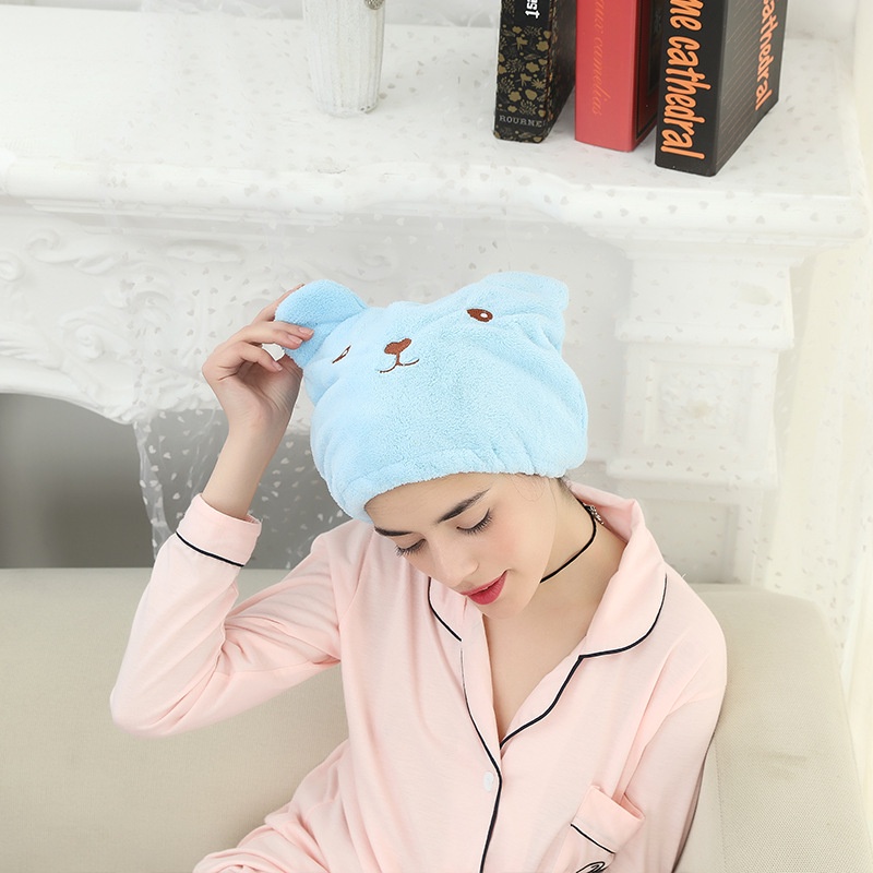Khăn Ủ Tóc Nhanh Khô Quấn Tóc Trùm Đầu Chất Liệu Vải Siêu Thấm Giúp Tóc Mau Khô