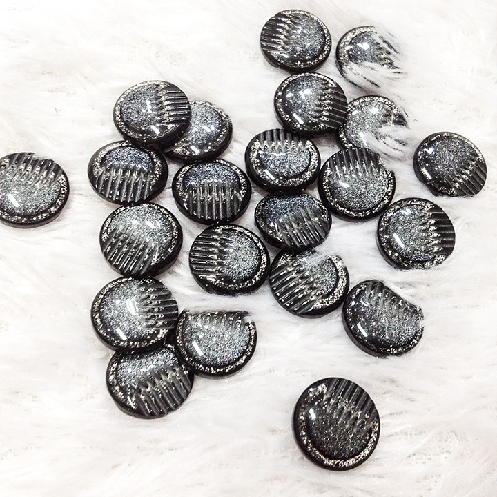 Nút áo trang trí tròn in họa tiết ánh sao ngân hà cúc áo kim tuyến lấp lánh siêu đẹp