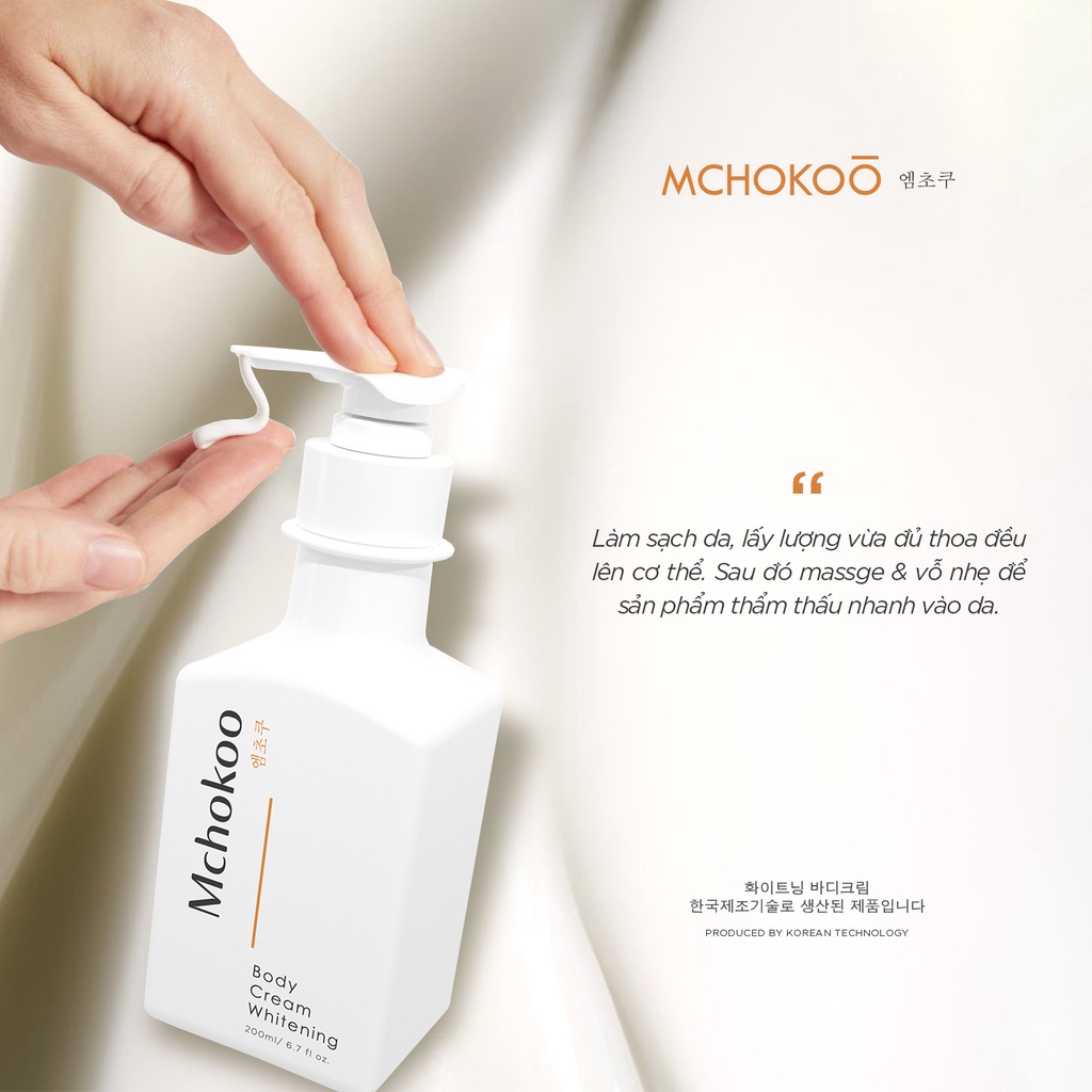 Kem Body Trắng Da Hoa Anh Đào Mchokoo Dưỡng Ẩm, Dưỡng Trắng Da Body, Nâng Tông Cấp Ẩm 200ml