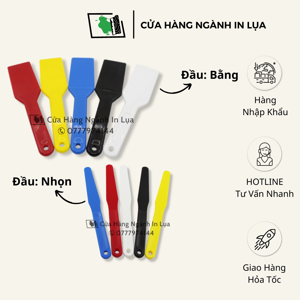 Dao nhựa khuấy mực in lụa, keo chụp bản ngành in lụa