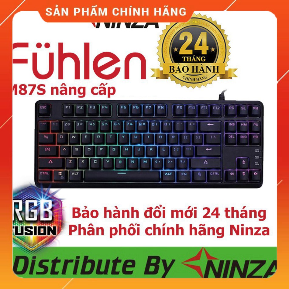 Bàn phím cơ Fuhlen M87S, Blue Switch, Đèn led 9 chế độ RGB, "Bản mới năm 2019"