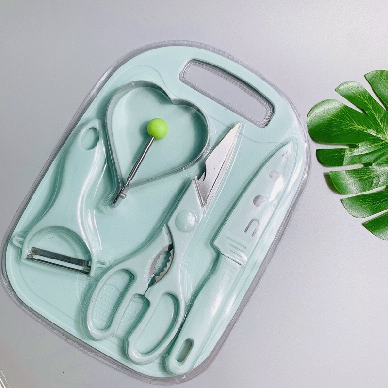 Bộ Dao Kéo Thớt Nạo Cao Cấp Chế Biến Đồ Ăn Dặm Cho Bé Babibu