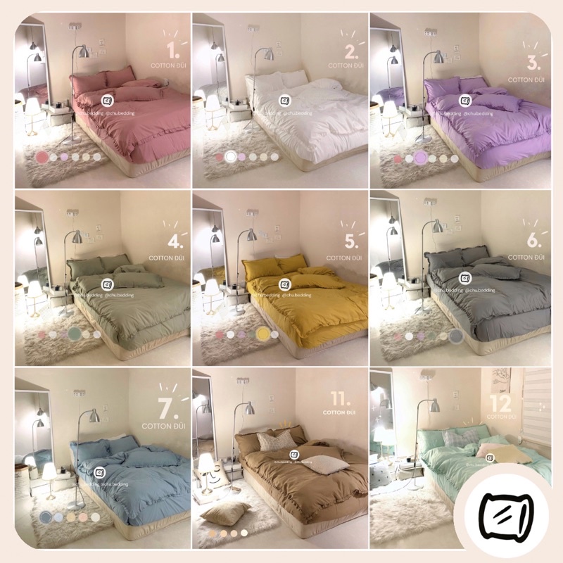 [HÀNG CÓ SĂN] Bộ chăn ga gối full 17 MÀU CHẤT LIỆU COTTON ĐŨI VIỀN BÈO | BigBuy360 - bigbuy360.vn