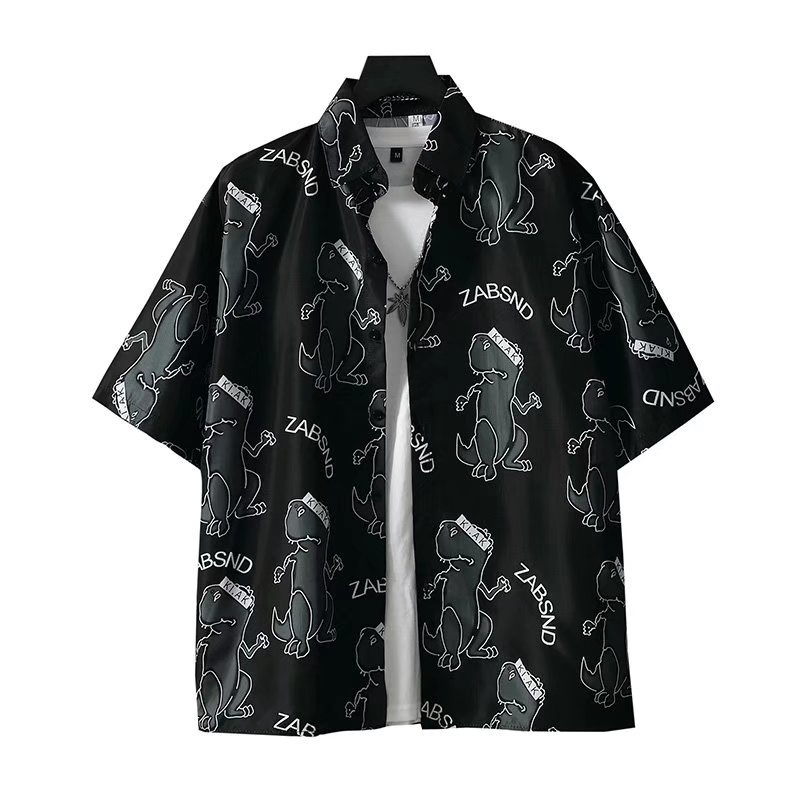 Áo Sơ Mi Tay Ngắn In Họa Tiết Khủng Long Thời Trang Hàn Quốc Chất Lượng Cao Dành Cho Nam 2022