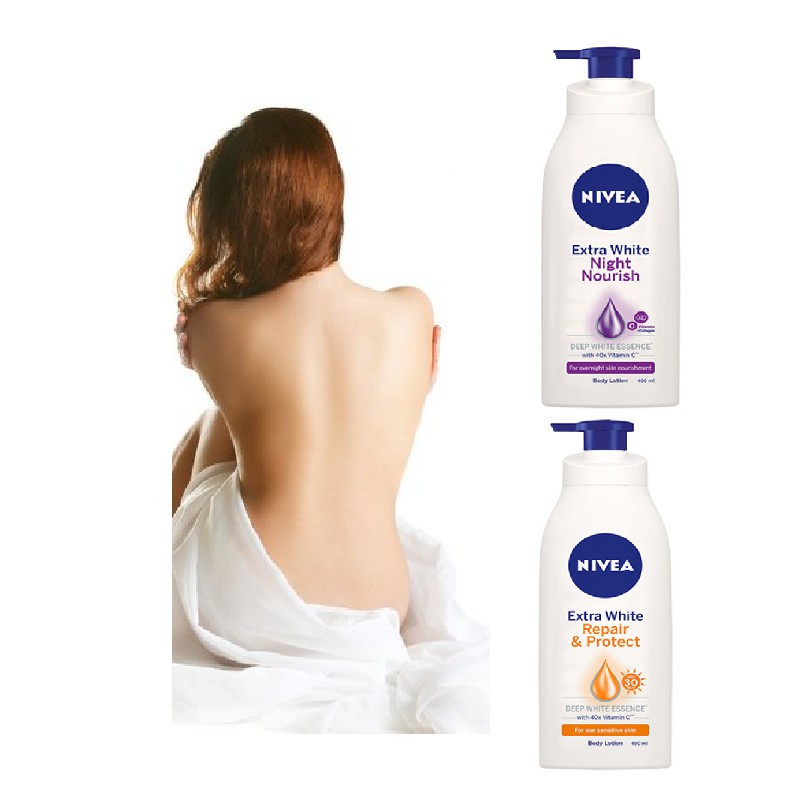 Bộ 4 Sữa dưỡng thể trắng da Ngày &amp; Đêm NIVEA ( 350ml/2 chai + 400ml/2 chai ) - 88311+88126