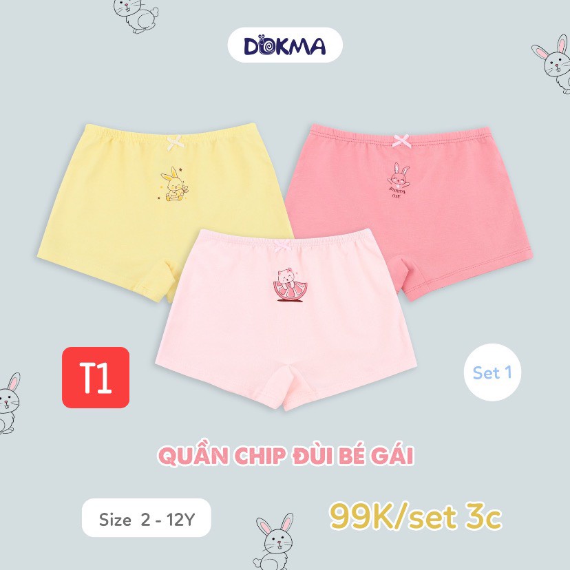 (2-12Y) Quần chip đùi cho bé gái (SET 3 CÁI) - DOKMA