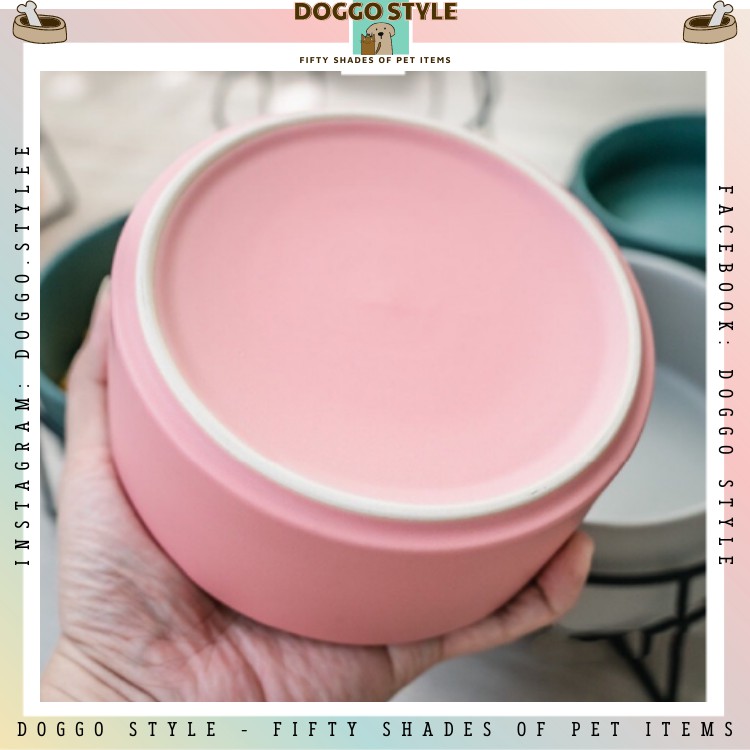 Bộ Bát Ăn Đôi Chống Gù Trơn Trượt Cho Chó Mèo DOGGOSTYLE Kèm Khung Sát Chất Liệu Sứ Dung Tích 400ml 850ml