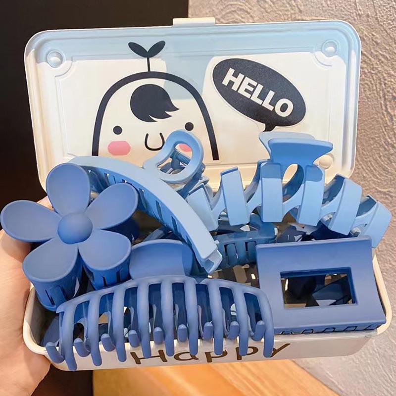 Kẹp tóc hàn quốc màu xanh dương retro trendy dành cho nữ