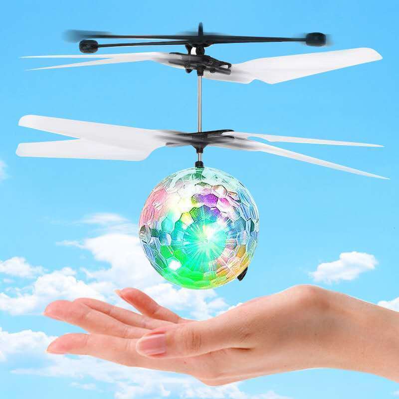 Flycam đồ chơi Ánh sáng đầy màu sắc, quả cầu pha lê, máy bay cảm ứng, khả năng chống rơi