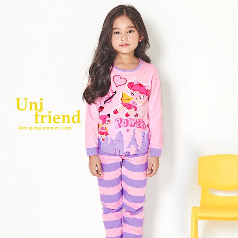 Đồ bộ dài mỏng cho bé trai, bé gái Unifriend Hàn Quốc UniT05, 100% cotton.