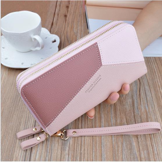Ví bóp cầm tay hai dây kéo phối 3 màu xinh xắn thời trang giá rẻ Túi xinh 5555