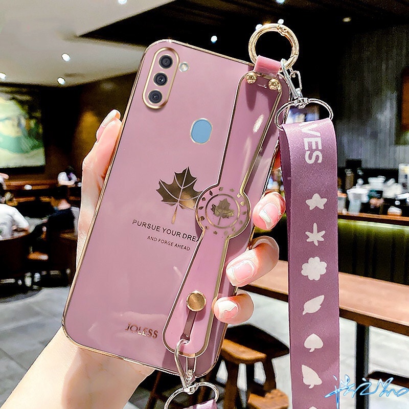 Ốp Điện Thoại Họa Tiết Lá Phong Có Vòng Tay Cho Samsung A12 A53 A13 A11 A22 A52 A20 A30 A50 A7 2018 A50S A30S M12 M11 5G 4G