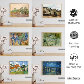 Tranh trang trí van gogh kèm khung gỗ sang trọng - bảo hành 12 tháng