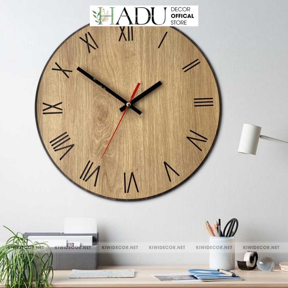 Đồng Hồ Treo Tường Gỗ Kim Trôi, Decor Phong cách Vintage Độc Đáo, Trang Trí, Quán Cafe, Homestay - HaduDecor