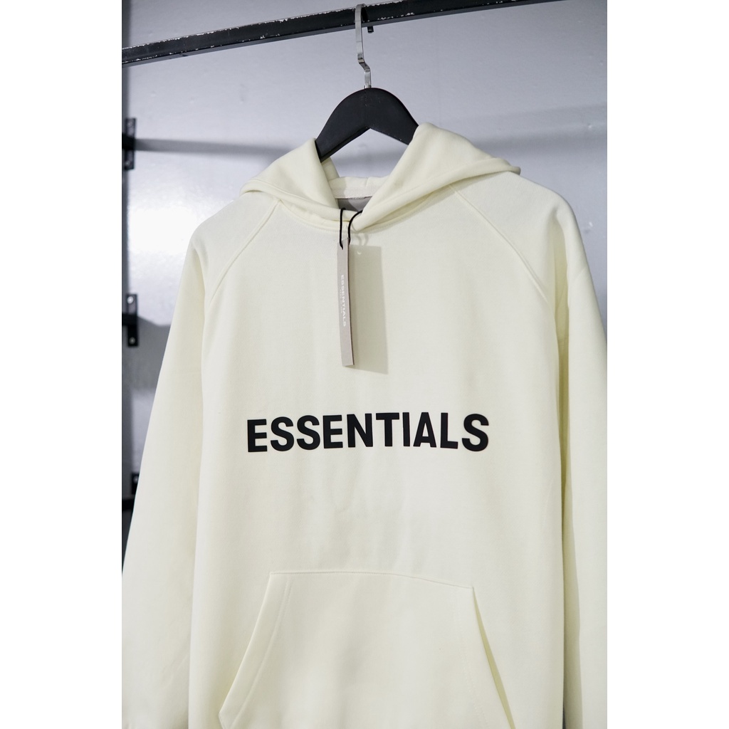 ÁO HODDIE NỈ BÔNG UNISEX ESSENTIALS SS20 , ÁO HODDIE ESS MÀU Vàng Kem form OVERSIZE