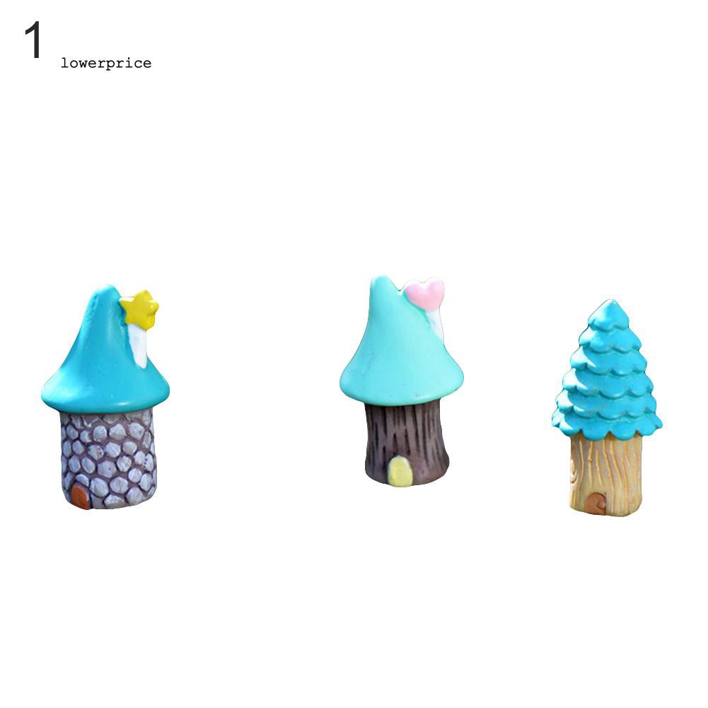 Bộ 3 mô hình nhà mini bằng nhựa xinh xắn dùng để trang trí
