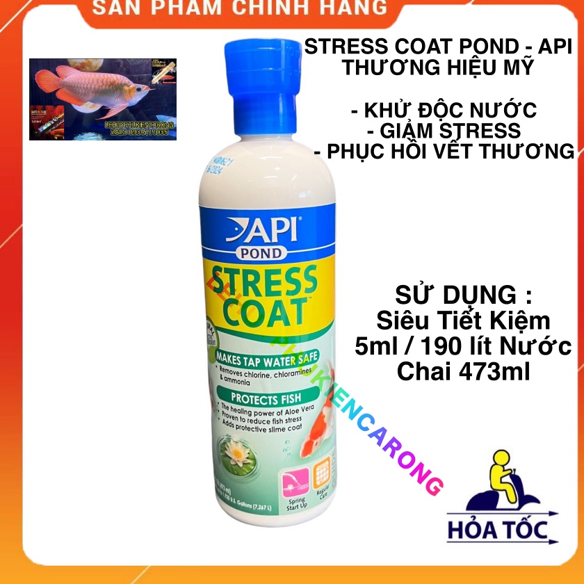 STRESS COAT POND Giảm Stress, Xử Lý Nước, Khử Clo Cho Bể Cá Cảnh, Chai 473ml Chính Hãng API MỸ