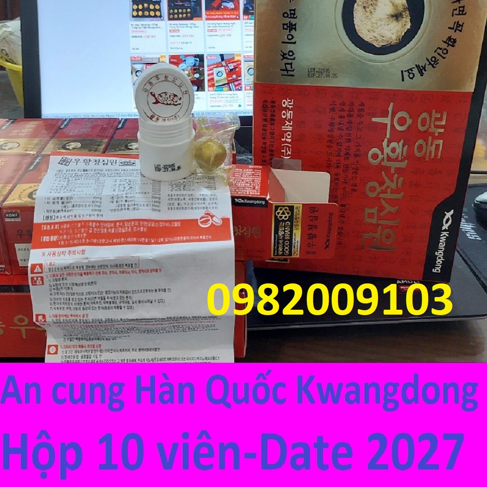 An Cung Ngưu Hoàng Hoàn Hàn Quốc Kwangdong Tổ Kén/Yến hộp 10 viên date 2027