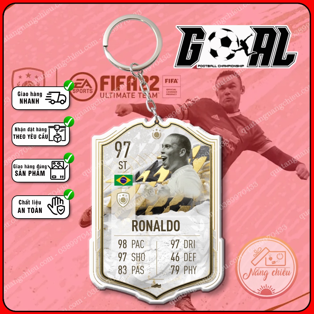Móc Khóa Icon Ronaldo de lima, CLB bóng đá Real Madrid ☘️MÓC KHÓA THẺ CẦU THỦ☘️