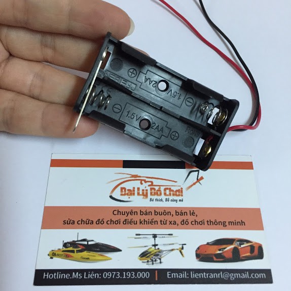 Khay pin loại 2 pin có công tắc gạt để chế tạo đồ chơi chạy pin