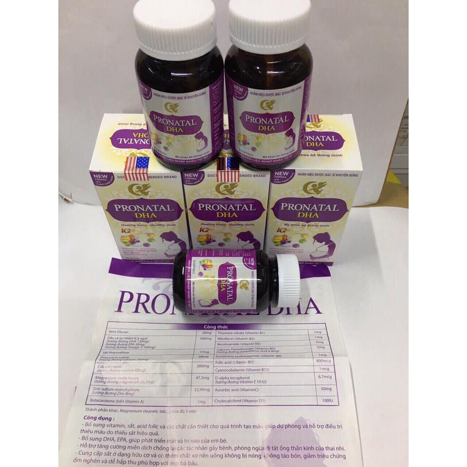 PRONATAL DHA Bổ sung sắt, acid folic, vitamin cho mọi phụ nữ mang thai và cho con bú .(01)